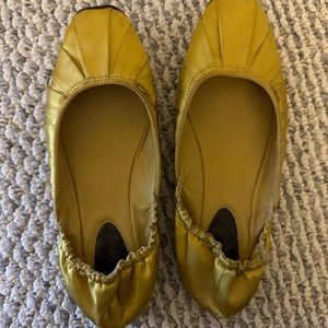 Gold Bottega Veneta Ballet Flats